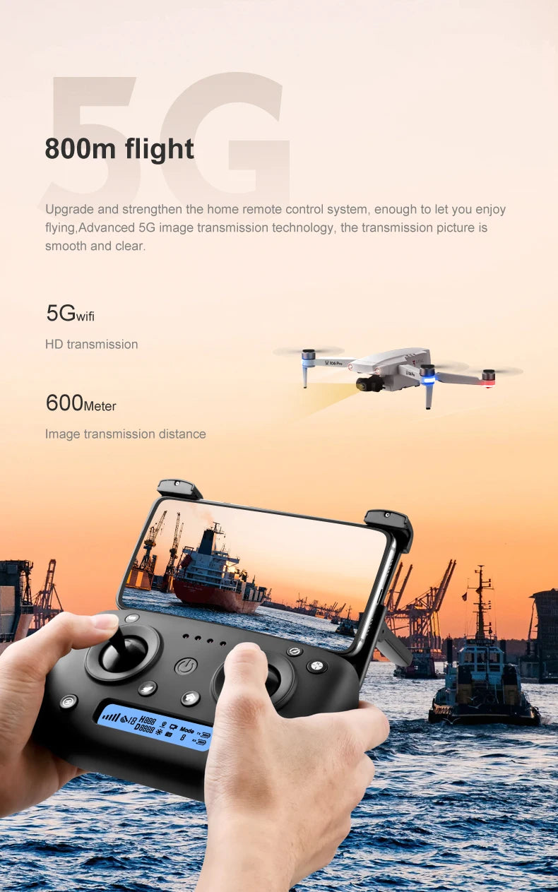 106 Pro GPS Drone, 5G image transmission technology; transmission picture is smooth and clear .