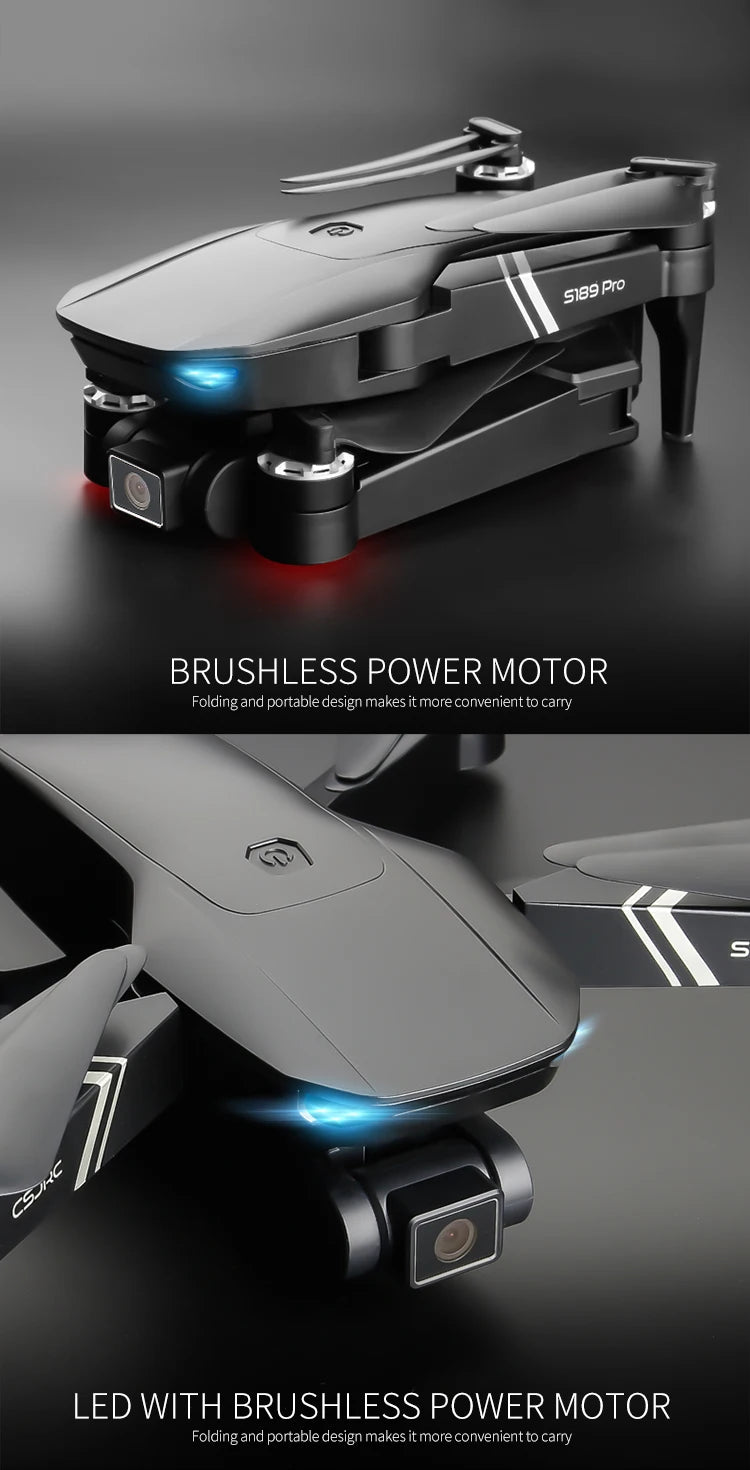 S189 Drone, Pro BRUSHLESS POWER MOTOR Foldingand portable design makes it more convenient