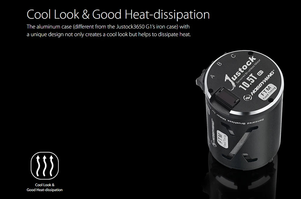 Aluminum case with unique design cools and dissipates heat, distinguishing XR10 XeRun Justock 3650 G2.1 from predecessor.