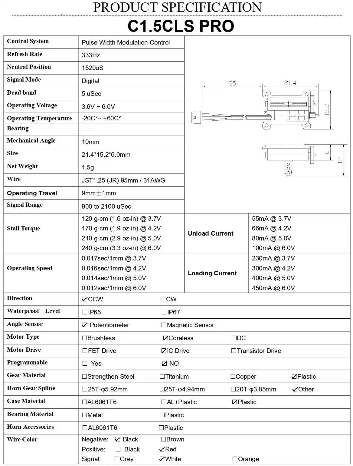 +60C Bearing Mechanical Angle 1Omm Size 21.4*15.2*6