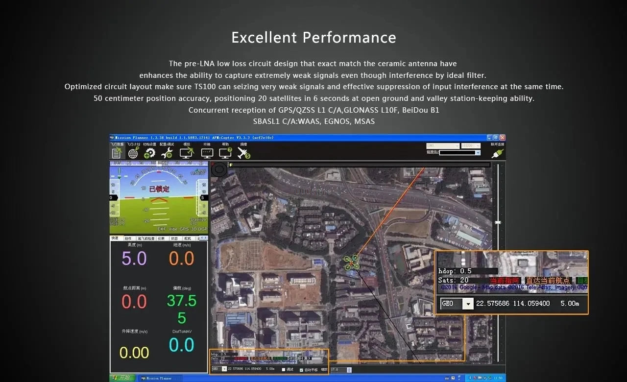 Radiolink Mini PIX M8N GPS Flight Controller , TSIOO can capture extremely weak signals even though interference by ideal filter . position accuracy