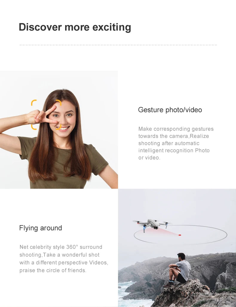 106 Pro GPS Drone, Discover more exciting Gesture photolvideo Make corresponding gestures