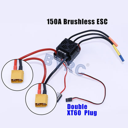 HOBBYWING waterproof 150A WP-8BL 150 RTR Brushless Sensorless ESC, 150A Brushless ESC 8 Double Xt6O Plug 7