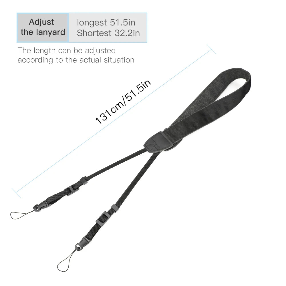 Adjust longest 51.Sin the lanyard Shortest 32.2in The length can be