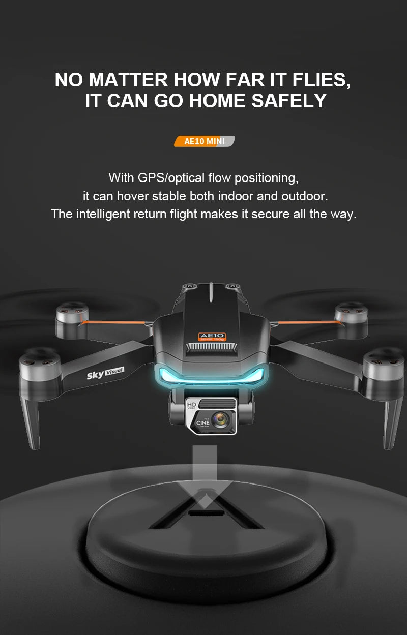 AE10 Drone, AE1O MINI has GPSloptical flow positioning; it can hover stable both indoor