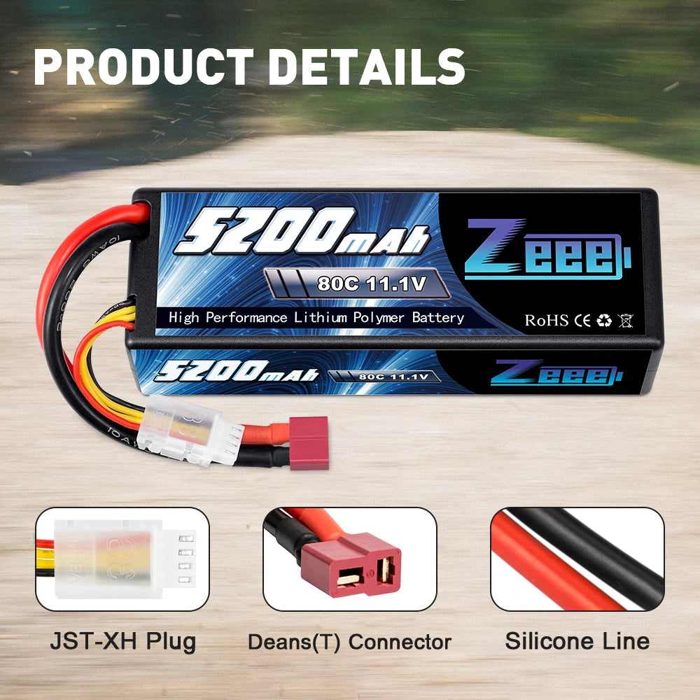Zeee 11.1V 80C 5200mAh 3S Lipo Battery, Ezobzat BEB 8OC 11.1V High Performance Lithium Poly