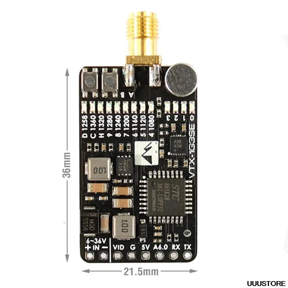 Matek System VTX-1G3SE-9 Transmitter - 1.2G/1.3GHz 9CH INTL 0.1mW/25mW/200mW/800mW FPV Transmitter For racing drone Goggles instead VTX-1G3-9 10 Matek System VTX, Frequency LED blinks Press the button-B to select the frequency (only 1258