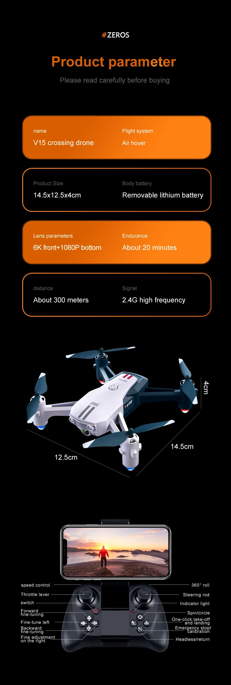 V15 Drone, RC Drones Collapsible