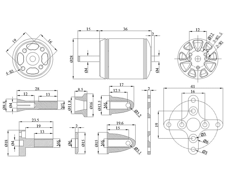 FLASHHOBBY D2836EVO 2836 (2217) 750KV 850KV 1100KV 1450KV RC Brushless Motor for UAV Aircraft Multicopters RC Plane Helicopter 9 Skyquist 750KV 850KV 1100KV 1450K