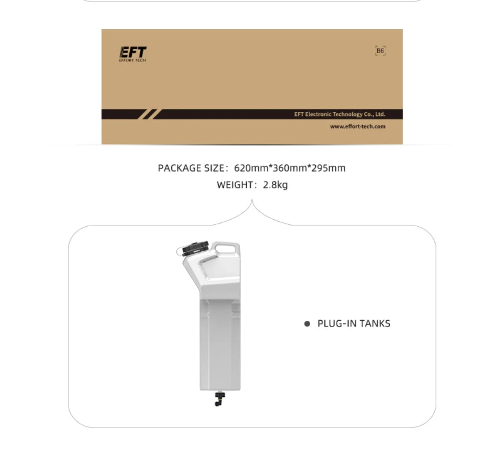 EFT Water Tank - 20L 26L 30L 20kg 26kg 30kg water tank for G420 G620 G626 G630 agricultural spray drone frame pluggable medicine chest 18 EFT Water Tank, EFT B6' EFT Electronic Technology Co,Ltd: Wwuello