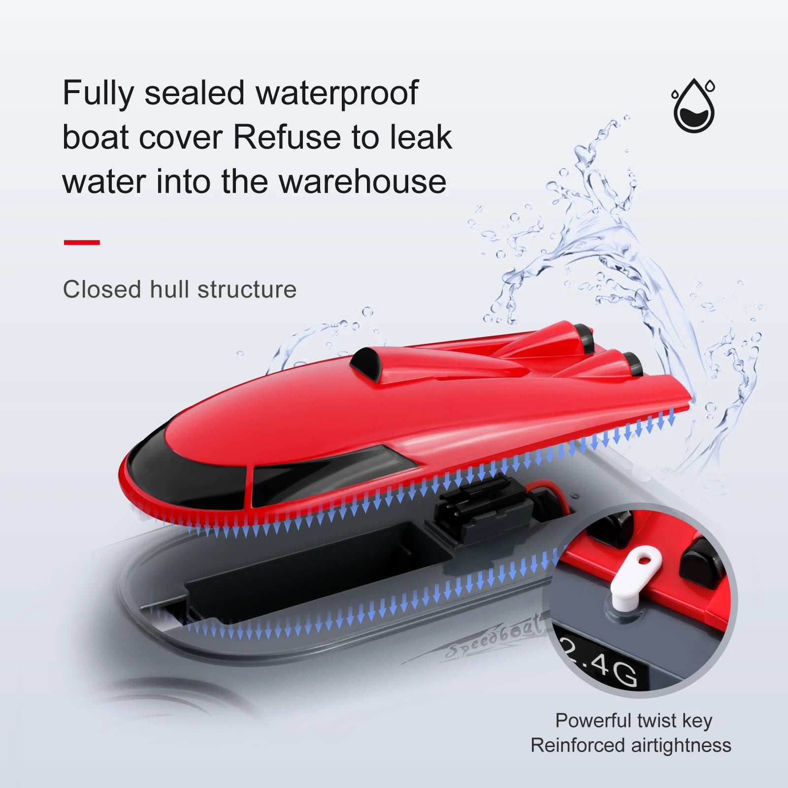 Rc Boat 2.4G High Speed 20km/h Remote Control Speed Boat Rechargeable Waterproof Anti-collision Protection Toys for Children 27 Rc Boat, hull structure Powerful twist key Reinforced airtightness 3zcca6o