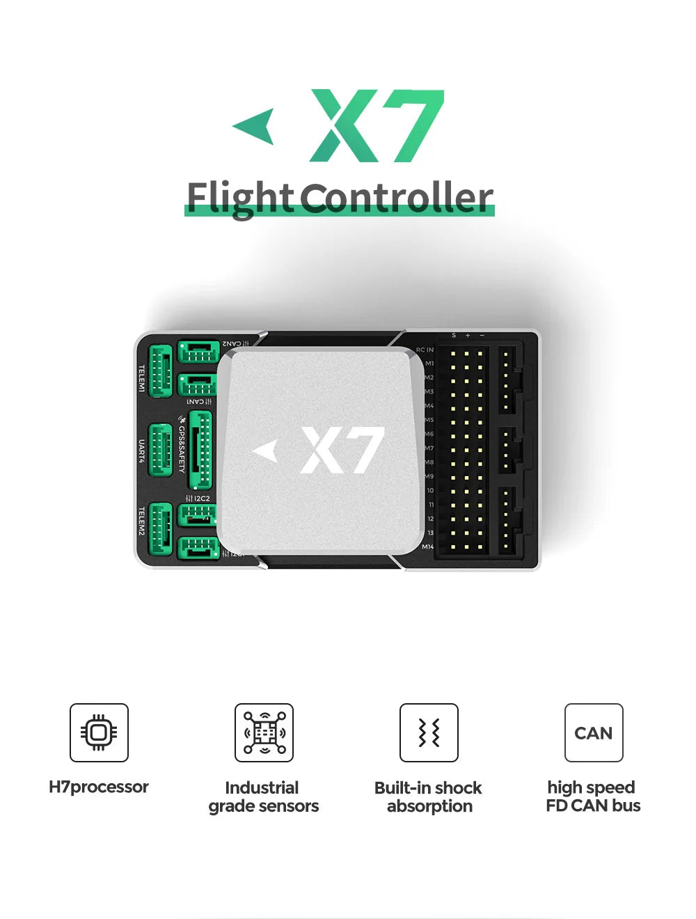 CUAV X7 / X7 Pro Flight Controller, X7 Il 12c2  CAN H7processor Industrial Built-in