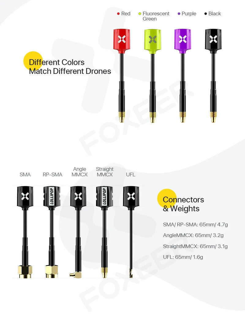Red Fluorescent Purple Black Green Different Colors Match Different Drones Angle Straight SMA