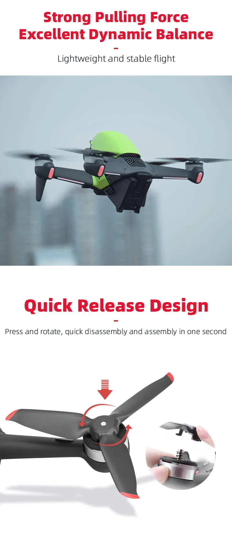 4pcs Drone Propeller, Strong Pulling Force Excellent Dynamic Balance Lightweight and stable flight Quick Release Design Press and rotate