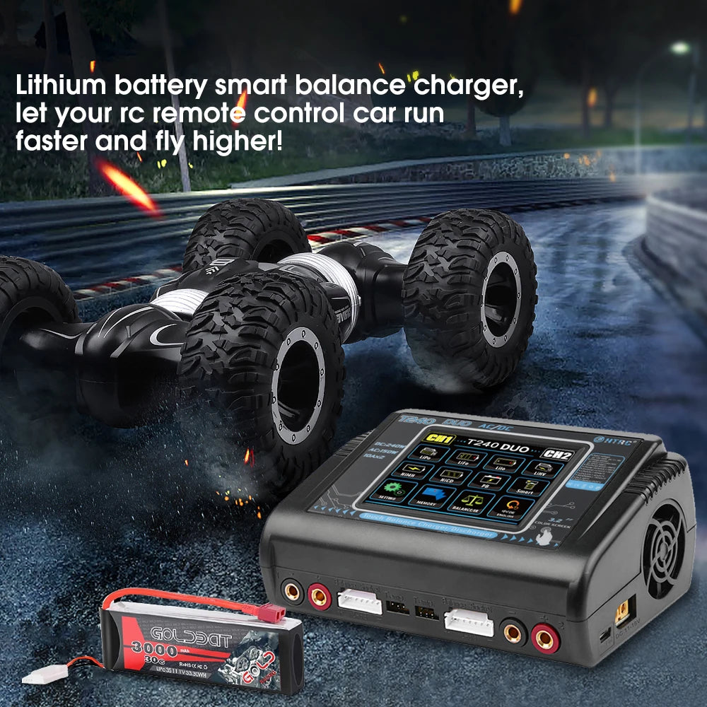 HTRC T240 Duo Lipo Charger - Battery Discharger Dual Channel AC 150W DC 240W Touch Screen RC Charger for Model Car Toy 25 HTRC T240 Duo Lipo Charger, DUO GoLDzar Tutro uFoestivaorcn