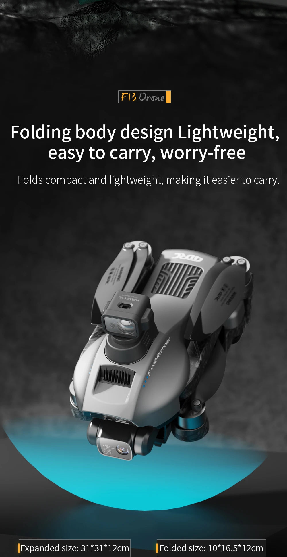 4DRC F13 - GPS Drone, Folding body design Lightweight; easy to carry, worry-free
