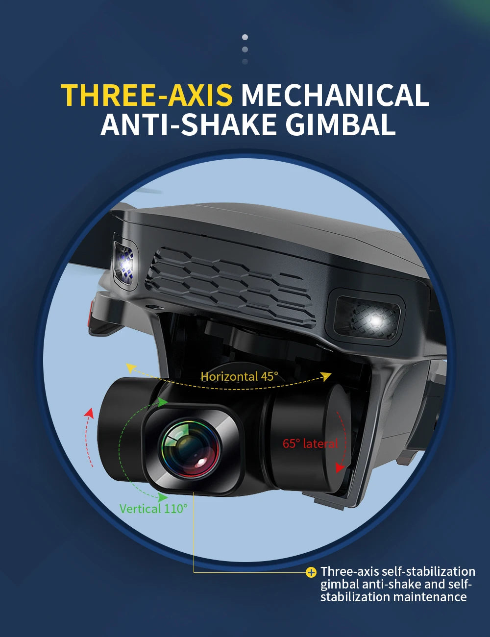 SG907 MAX Drone, THREE-AXIS MECHANICAL ANTI-SHAKE GIMB