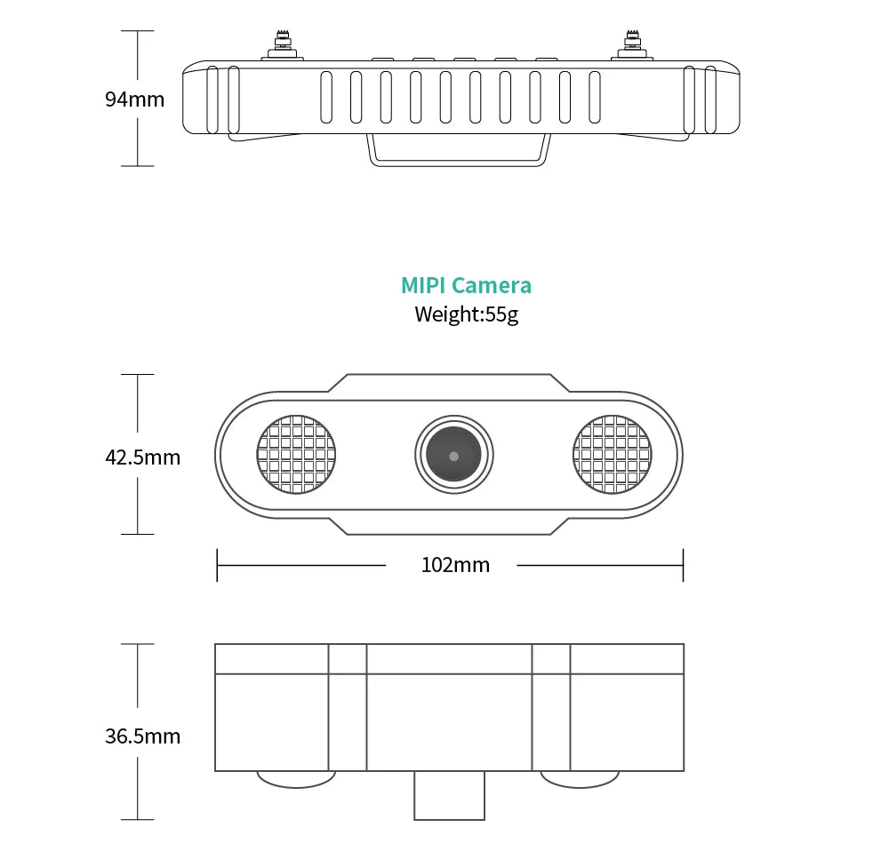 CUAV H16 MIPI Camera - 2.4GHz 1080P Digital Video Data Transmission Telemetry Transmitter W/ R16 Receiver 22 CUAV H16 MIPI Camera, 94mm MIPI Camera Weight:55g 42.Smm 102mm 36.5