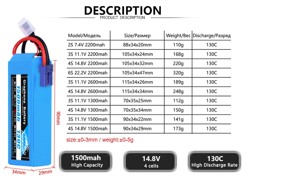 2PCS Yowoo Graphene Battery Lipo 3S 4S 6S 11.1V 14.8V 22.2V 2200mah 5000mah 6000mah 3000mah XT60 XT90 EC5 100C RC Drone FPV Helicopter Airplane Car Toys Parts 7 2PCS Yowoo Graphene Battery Lipo 3S 4S 6S 1