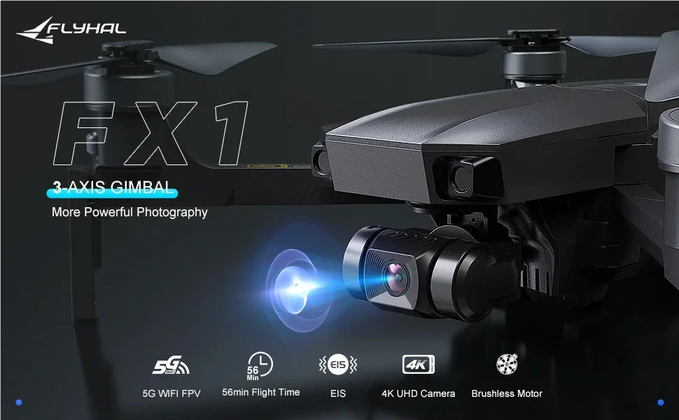 FLYHAL FX1 Drone - 5G WIFI GPS 3-axis Gimbal 50x 4K HD EIS Camera 28mins Flight Time Professional Camera Drone 6 FLYHAL FX1 Drone, FLYHAL 3 AXIS GIMBAL More Powerful Photography 55 56 5