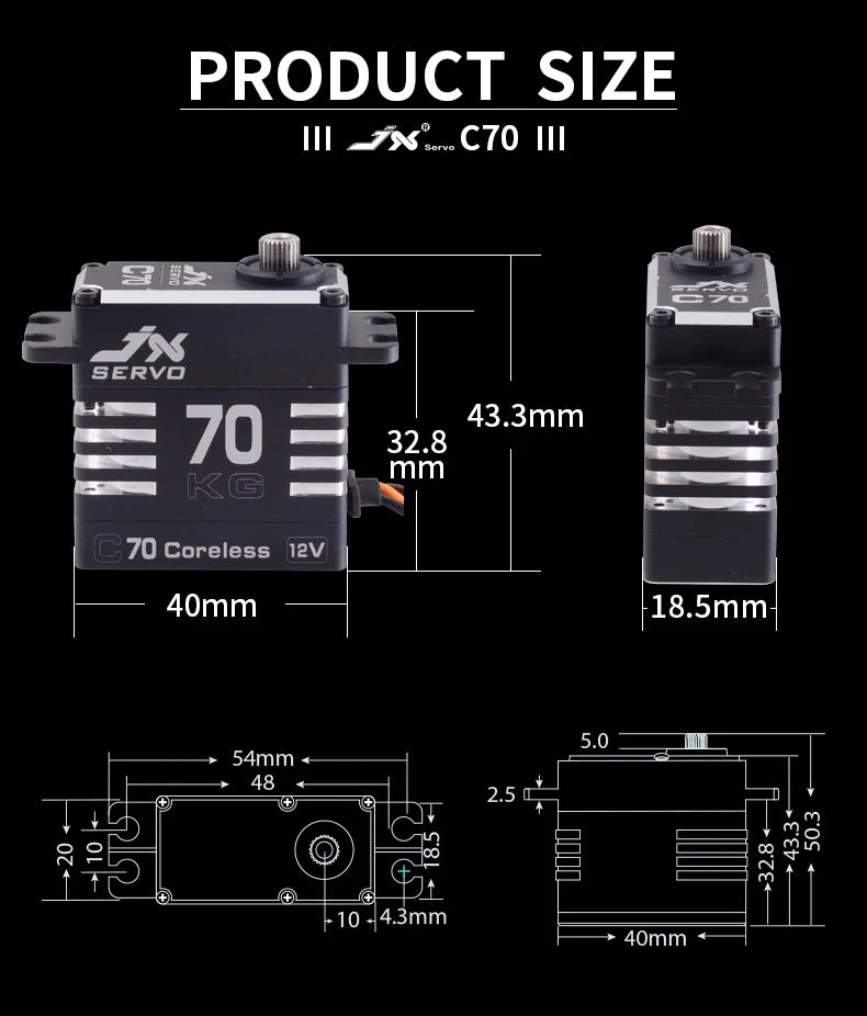 JX Servo B70 - 12V 72KG Full Metal Brushless High Quality