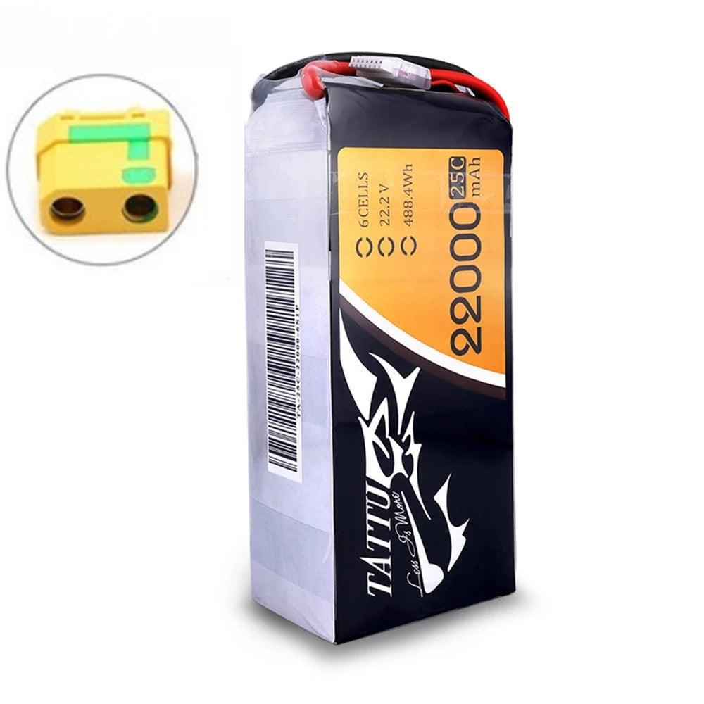 TATTU 22000mAh 農業無人機電池 - 22.2V 6S 488wh LiPO 電池爆發 25C 適用於大負載多旋翼 FPV 無人機六軸飛行器八軸飛行器農業噴霧器無人機配件