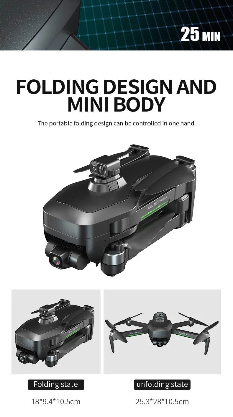 4Drc 193 Max Drone, portable folding design and mini body can be controlled in one hand .