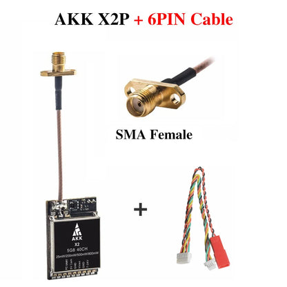 AKK X2P/X2 5.8Ghz 40CH VTX, AKK XZP + 6PIN Cable SMA Female AkK X2