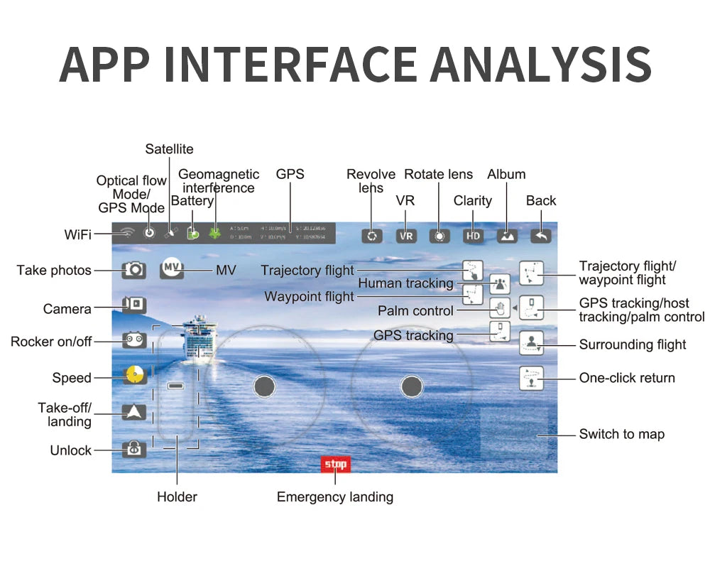 2023 New GPS Drone 4k Profesional 8K HD Camera 2-Axis Gimbal Anti-Shake Aerial Photography Brushless Foldable Quadcopter 1.2KM 1200M Professional Camera Drone 42 2023 New GPS Drone, APP INTERFACE ANALYSIS Satellite Optical