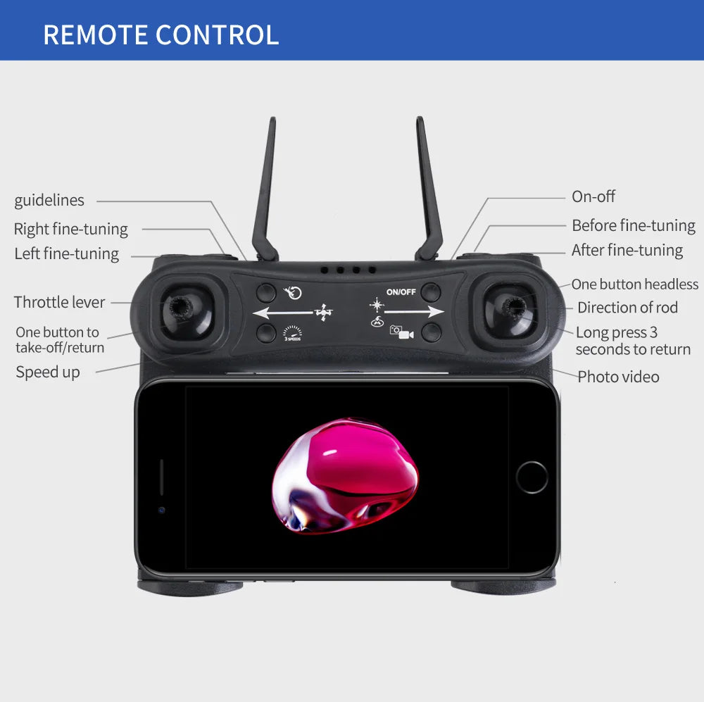 H26 drone, remote control guidelines on-off right fine-tuning before fine