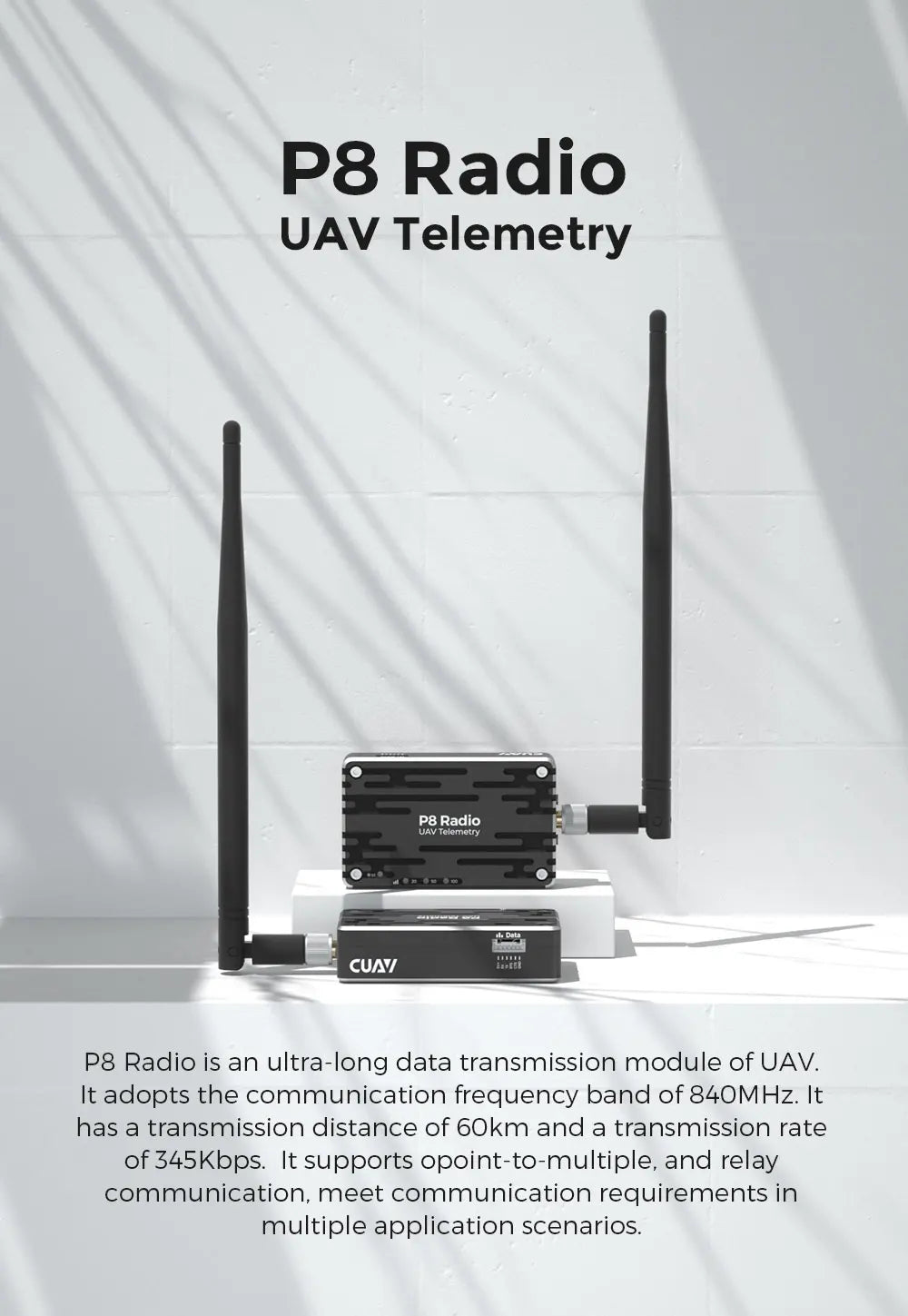 CUAV UAV P8 Radio Telemetry, CUNV P8 Radio supports opoint-to-multiple, and relay communication