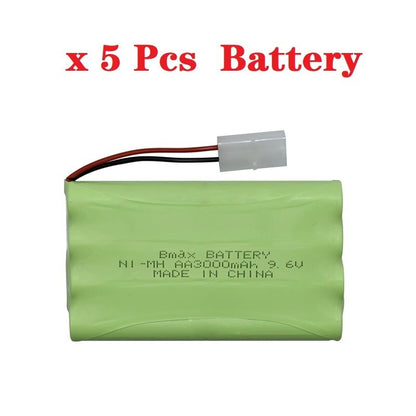 Teranty 9.6v 3000mah Rechargeable Battery - For Rc toys Cars Tanks Robots Gun NiMH Battery AA 9.6v 2400mah Batteries Pack For Rc Boat 5PCS