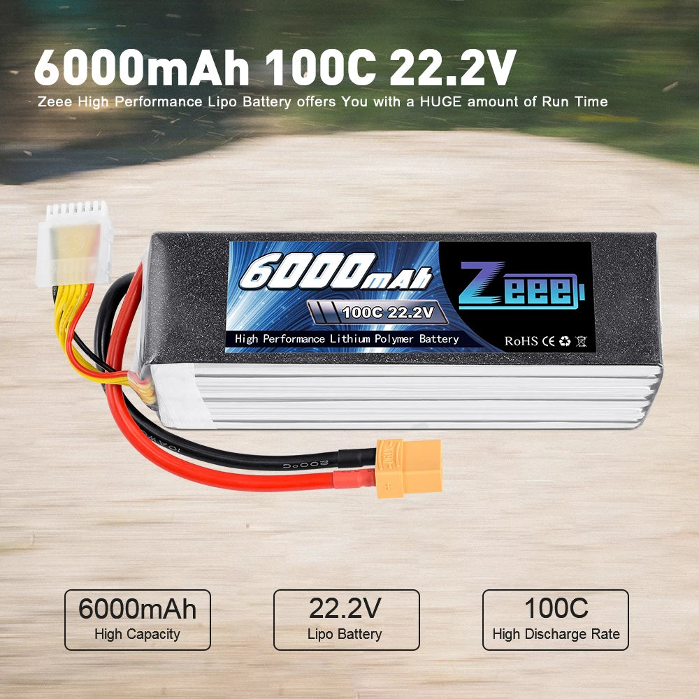 Zeee Lipo Battery, 6o0OmAh 1O0C 22.2V Zeee High Performance Lipo