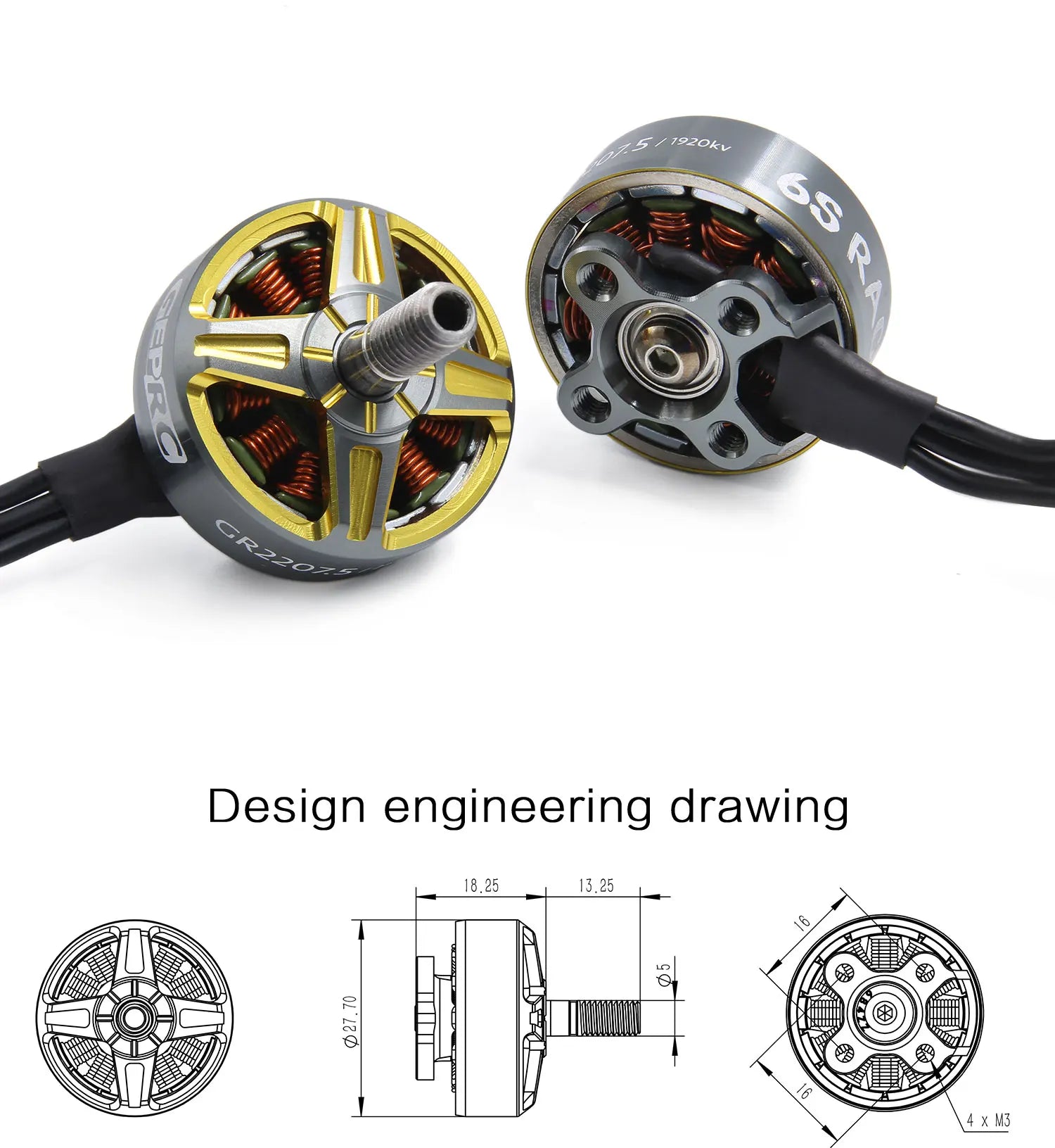 GEPRC GR2207.5 Motor - 1700/1920/2400/2750kv Motor Suitable for RC Helicopters 16 GEPRC GR2207.5 Motor, GEPRC GEP-GR2207.5 1700/1920/2400/2750k