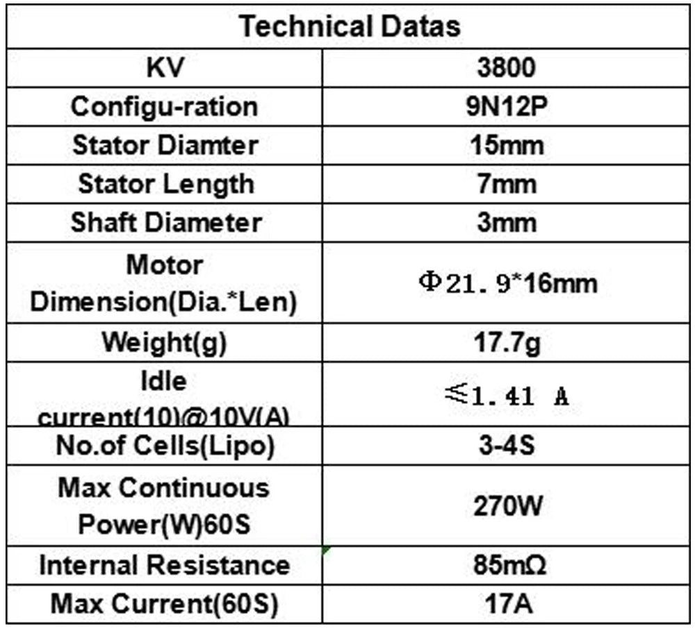 Stator Diamter 15mm Stator Length 7mm Shaft Diameter 3