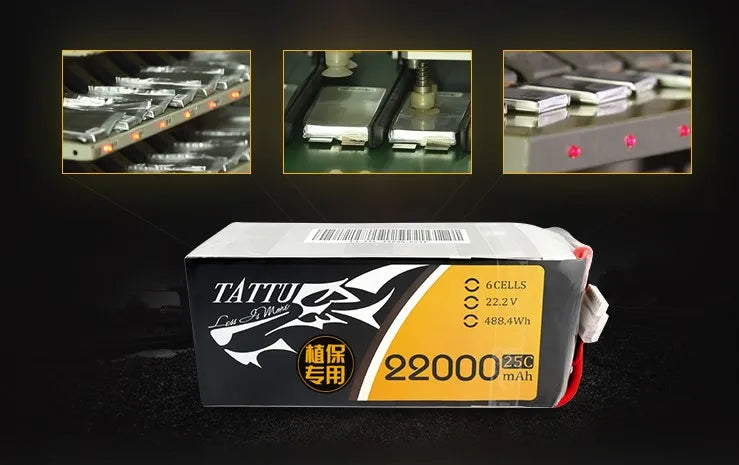 TATTU 22000mAh Battery For Agricultural Drone, 6CELLS TATTUA 22.2V S1 488.+Wh Mr