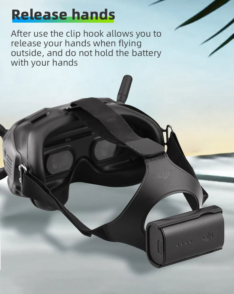 clip hook allows you to release your hands when flying outside . do not hold the battery with