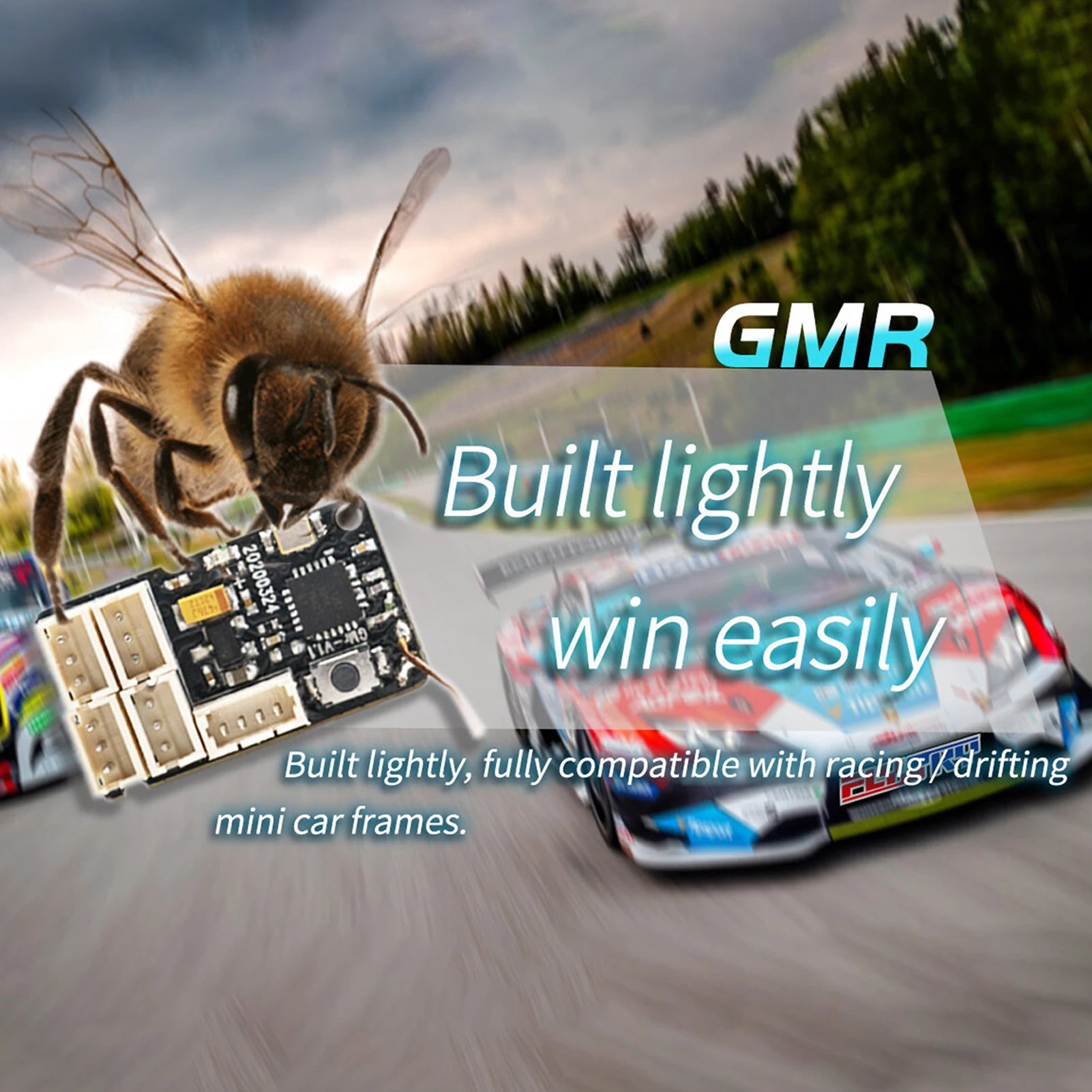 FLYSKY GMR 2.4GHz 4CH Receiver, GMR Built lightly win easily Built lightly, fully compatible with racing/ drifting mini car frames