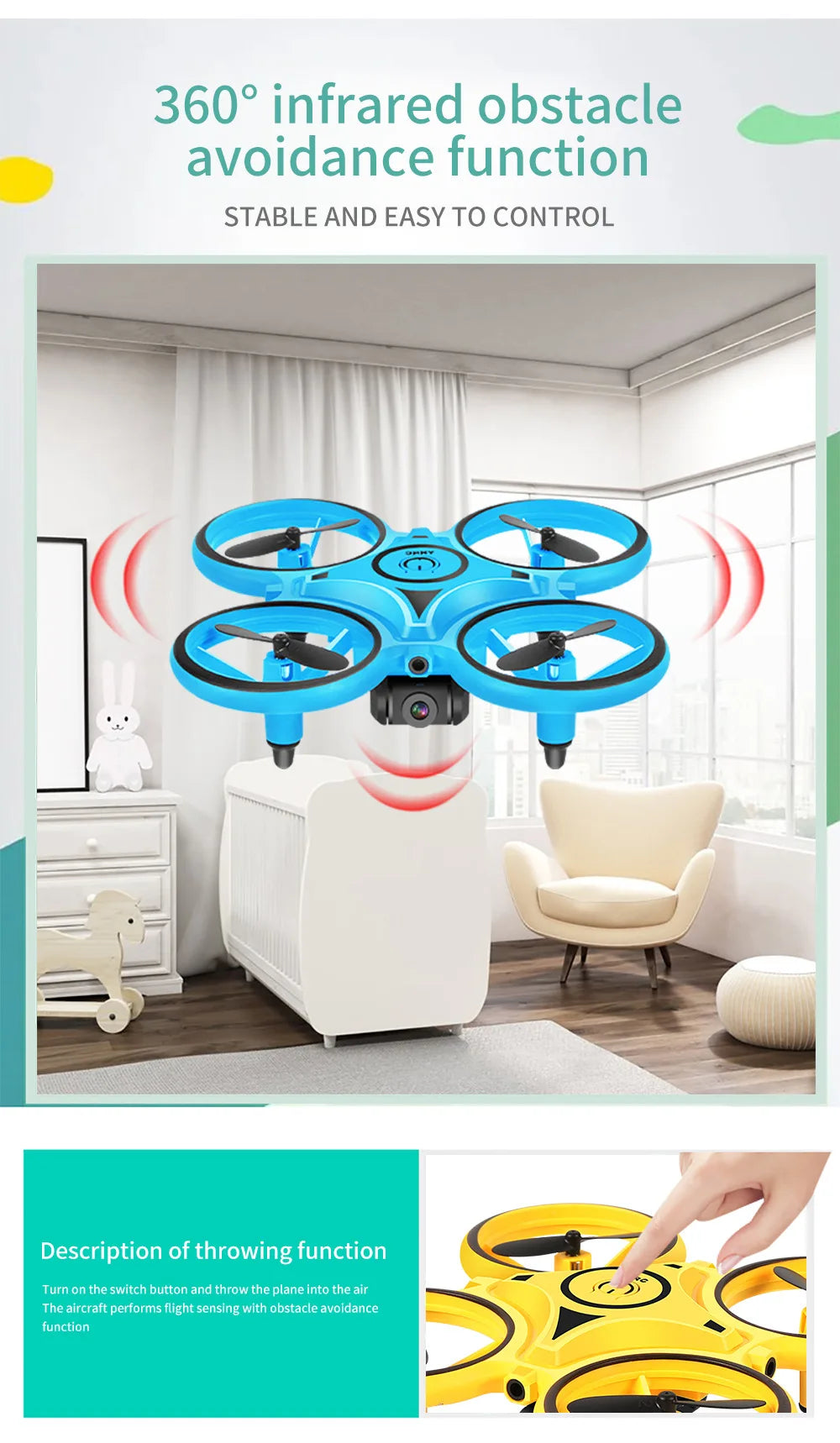 HGRC 2.4G Mini Watch RC Drone, the aircraft performs flight sensing with obstacle avoidance function . 3600 infrare