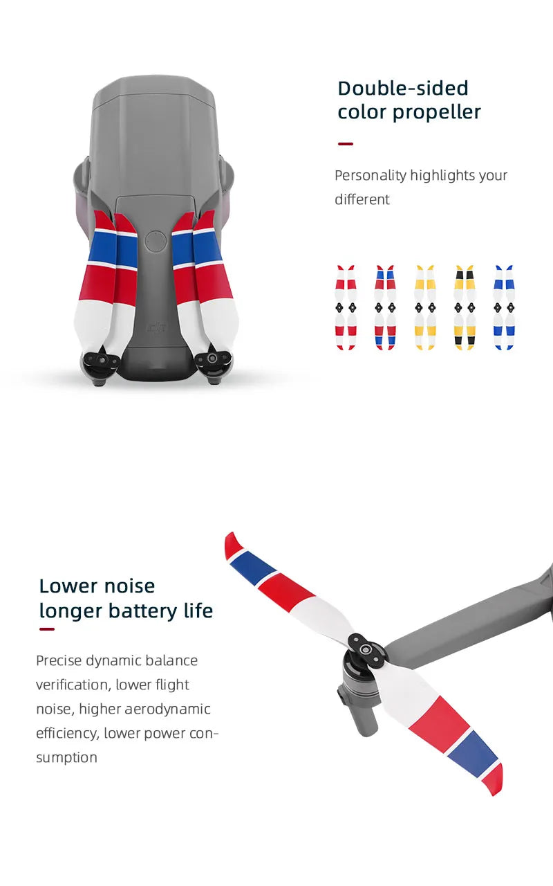 Low Noise 7238 Propeller, Double-sided color propeller Personality highlights your different Lower noise longer battery life Precis