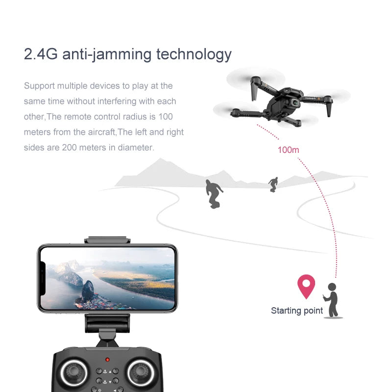 JINHENG XT6 Mini Drone - 1080P 4K HD Camera WiFi Fpv Air Pressure Altitude Hold Foldable Drone Quadcopter RC Dron Kid Toy Boys GIft 49 JINHENG XT6 Mini Drone, 2.4g anti-jamming technology support multiple devices to play