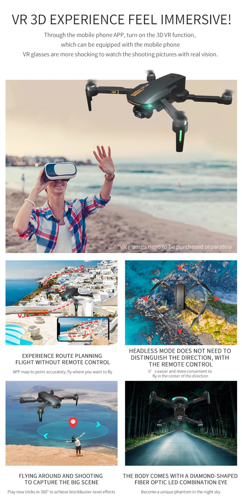 GD91 PRO Drone, VR 3D EXPERIENCE FEEL IMMERSIVEI Through the mobile