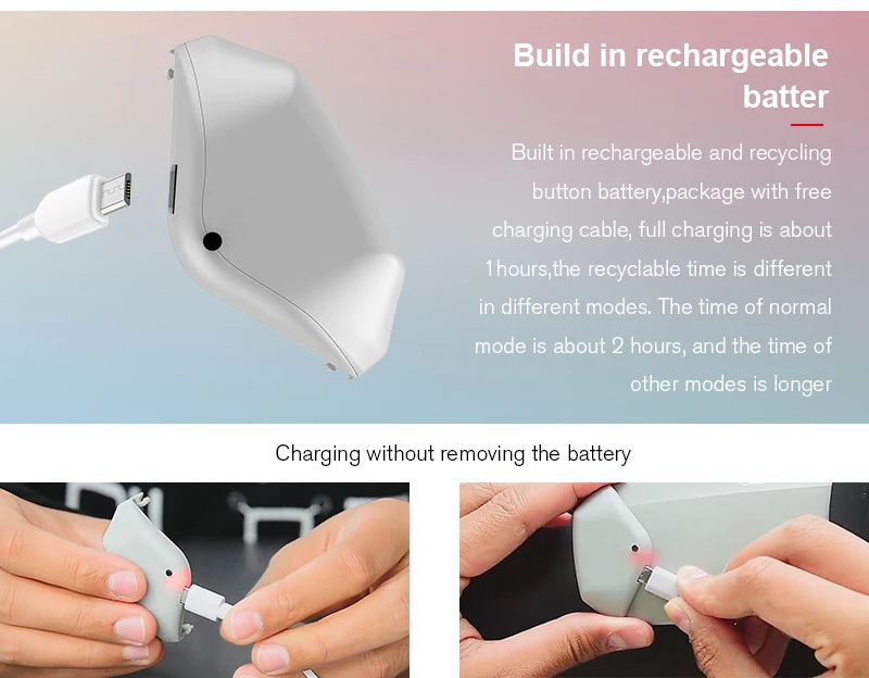 button battery package with free charging cable; full charging is about Thours . rechargeable