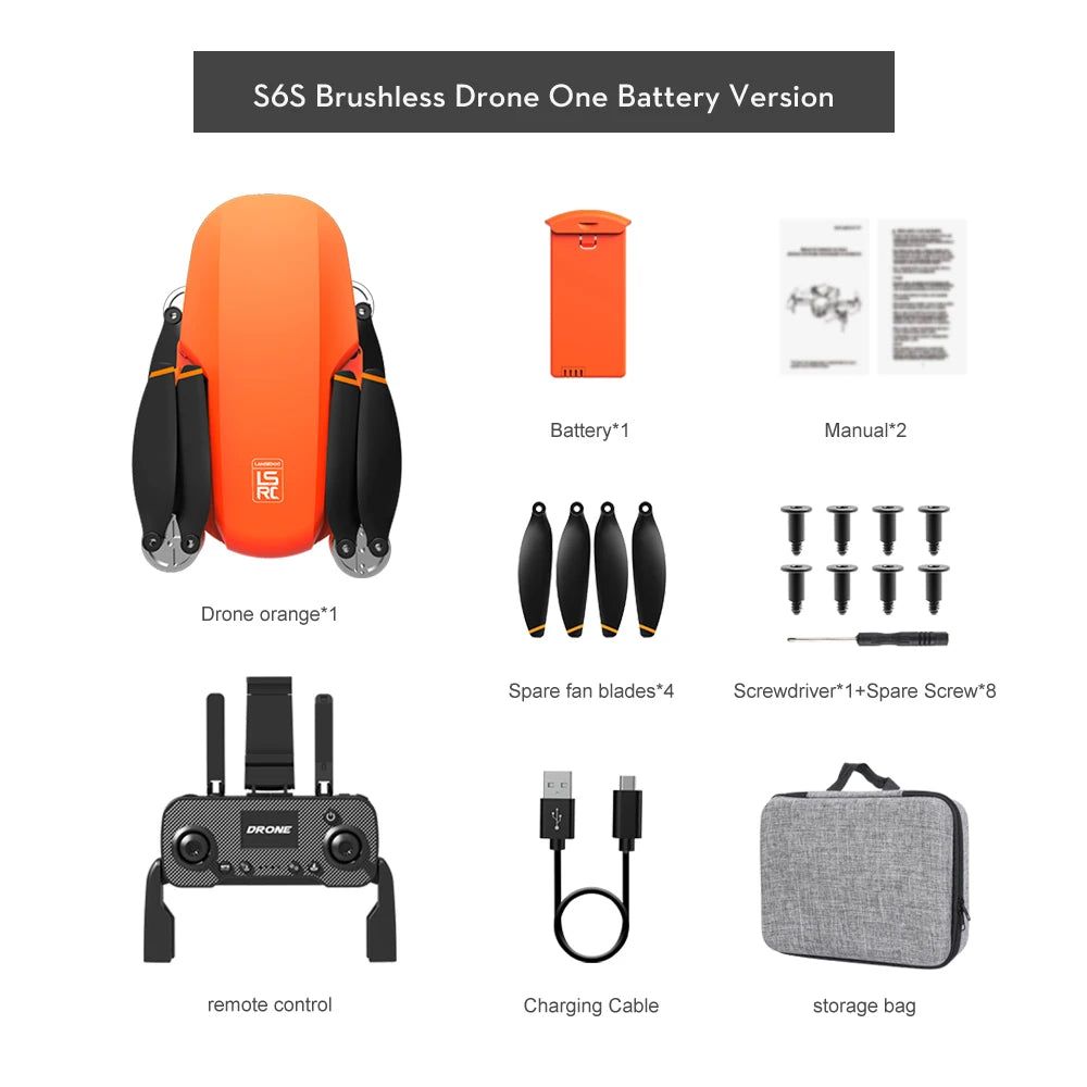 S6S Mini Drone, Battery*1 Manual*2 RJ TT 4 Drone orange*1 Ttt