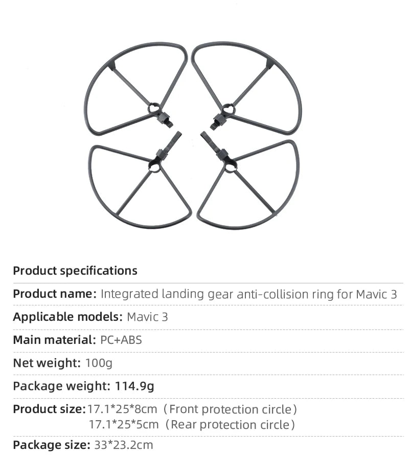 Propeller Protector for DJI Mavic 3 Classic, Integrated landing gear anti-collision ring for Mavic 3 Applicable models