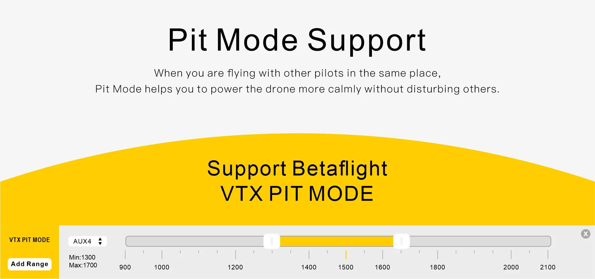 SpeedyBee TX800 5.8G VTX, Pit Mode Support When you are flying with other pilots in the same place, Pit Mode helps