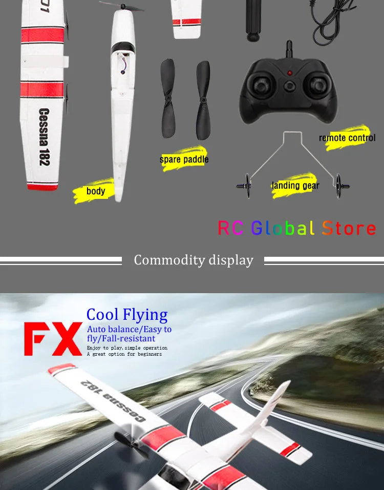 Beginner Electric Airplane, 3 0 remote control 8 spare paddle landing gea body Ra Glabal Store Commodity