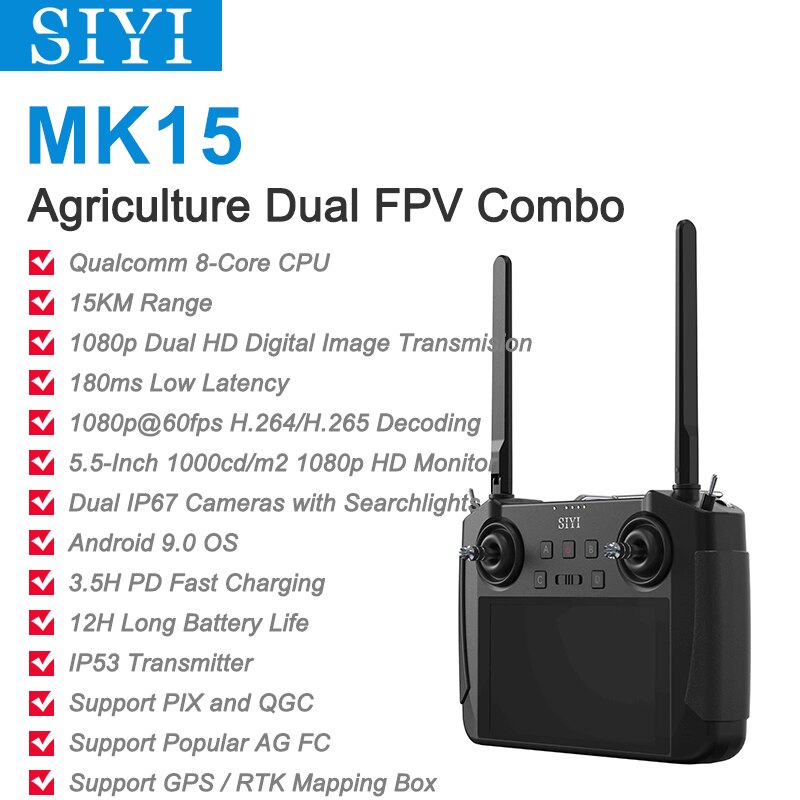 SIYI MK15 Agriculture Dual FPV Combo Qualcomm 8-Core CPU