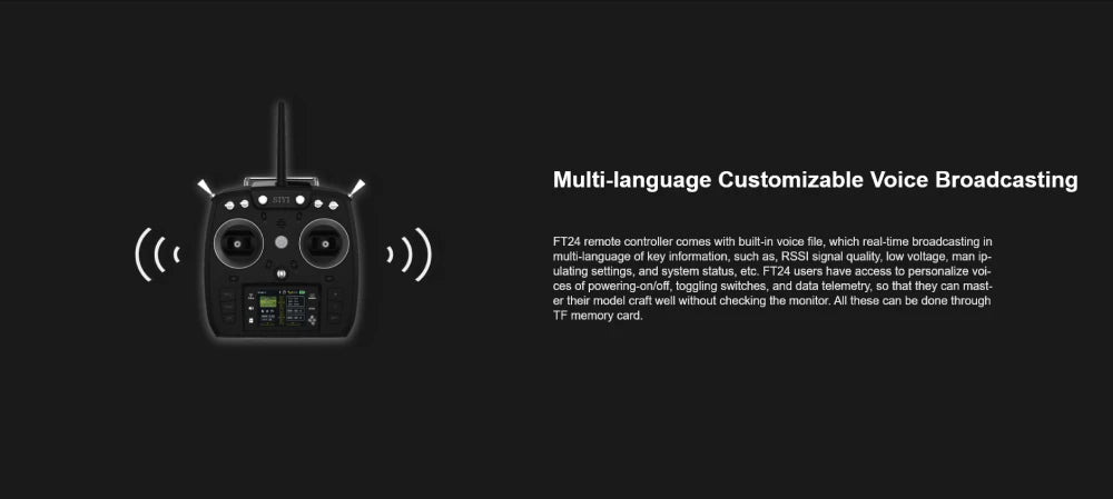 CUAV FT24 Remote Controller, customizable voice broadcasting FT24 remcle controller comes with built-