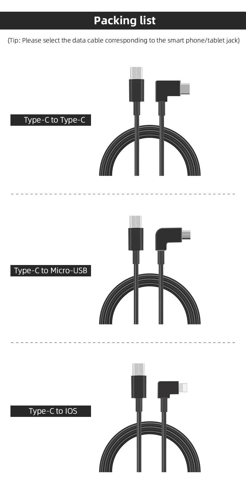 1m Data Cable for DJI FPV Goggles V2, type-C Type-C Micro-USB Typ-Cto IOS . Type